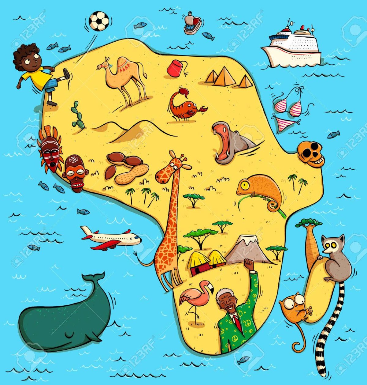 Африка карта для детей