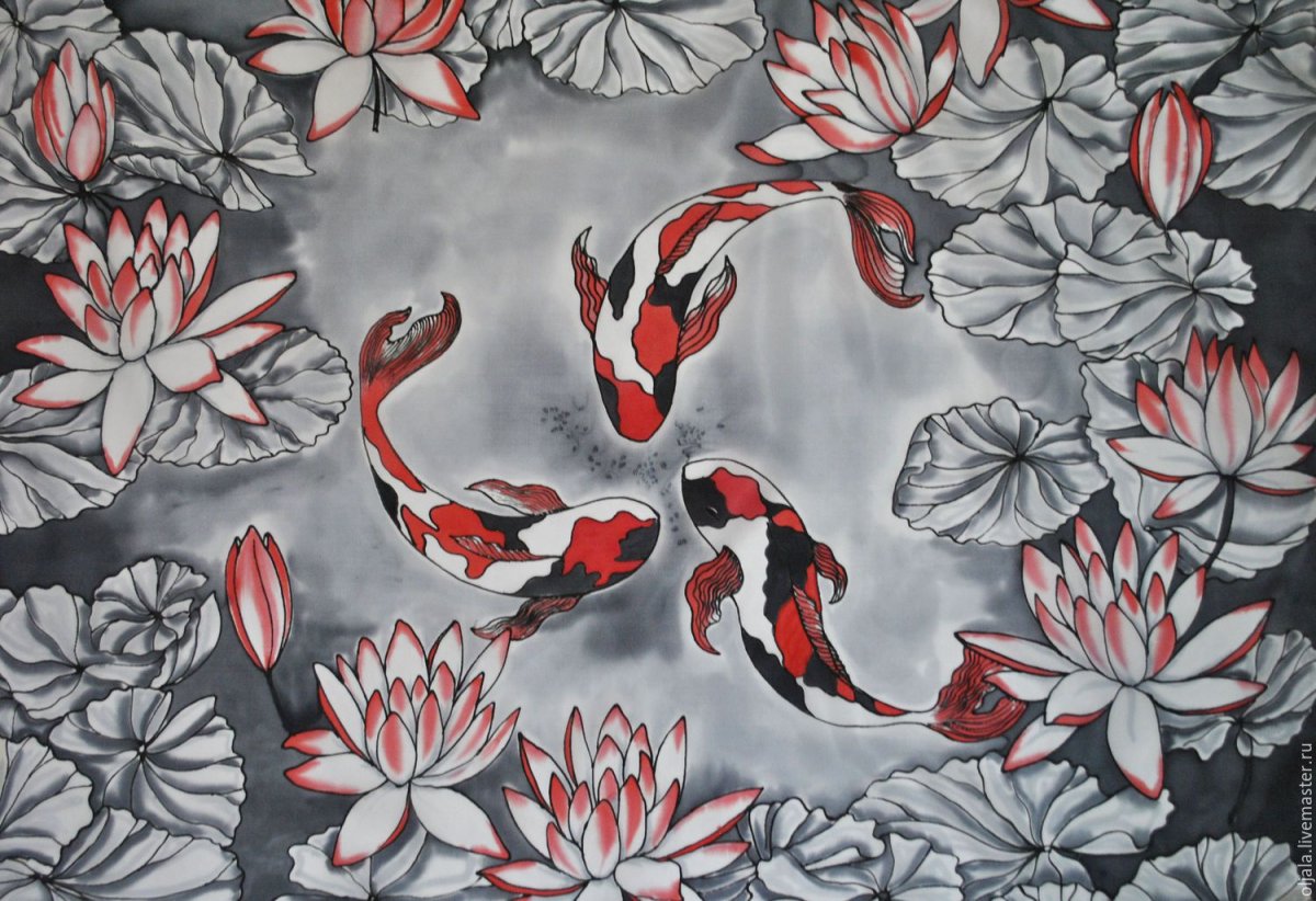 Карпы кои батик