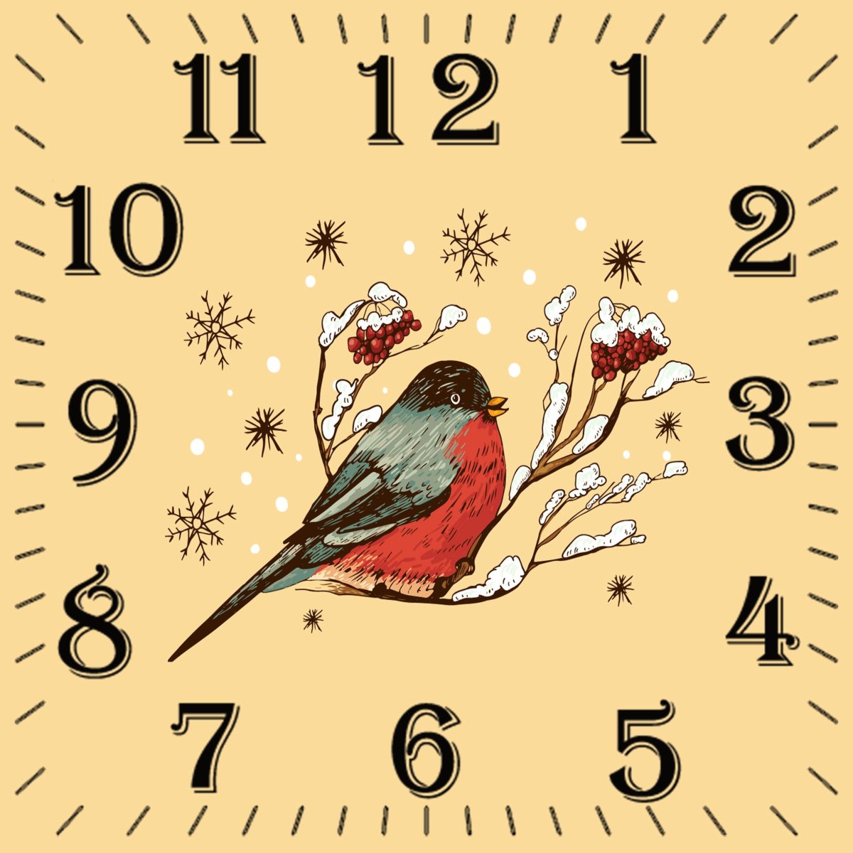 Квадратные часы без стрелок