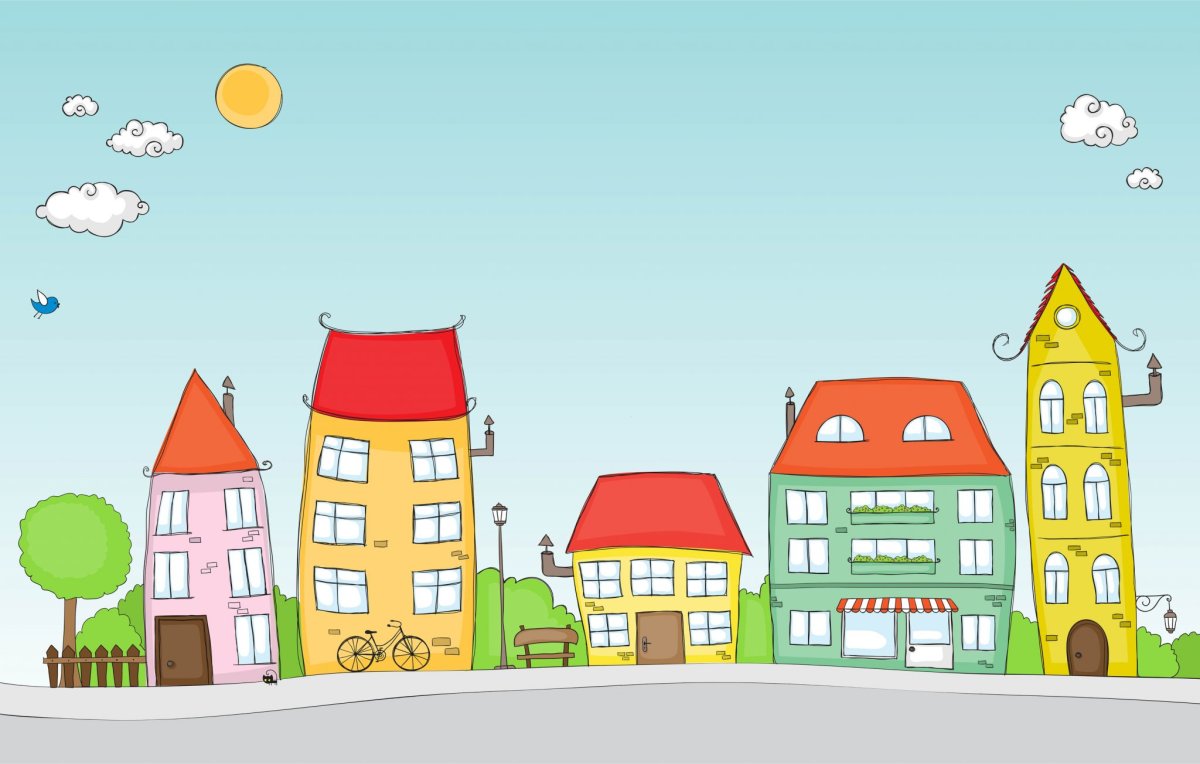 Мультяшная улица с домиками