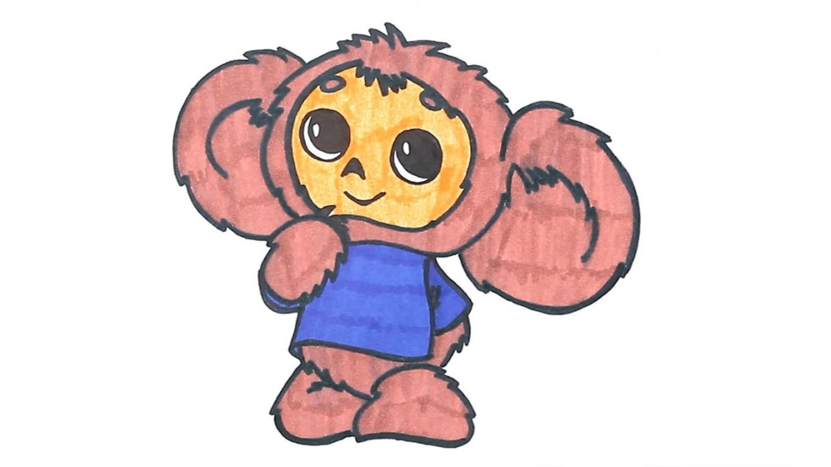 Рисование Чебурашка и крокодил Гена