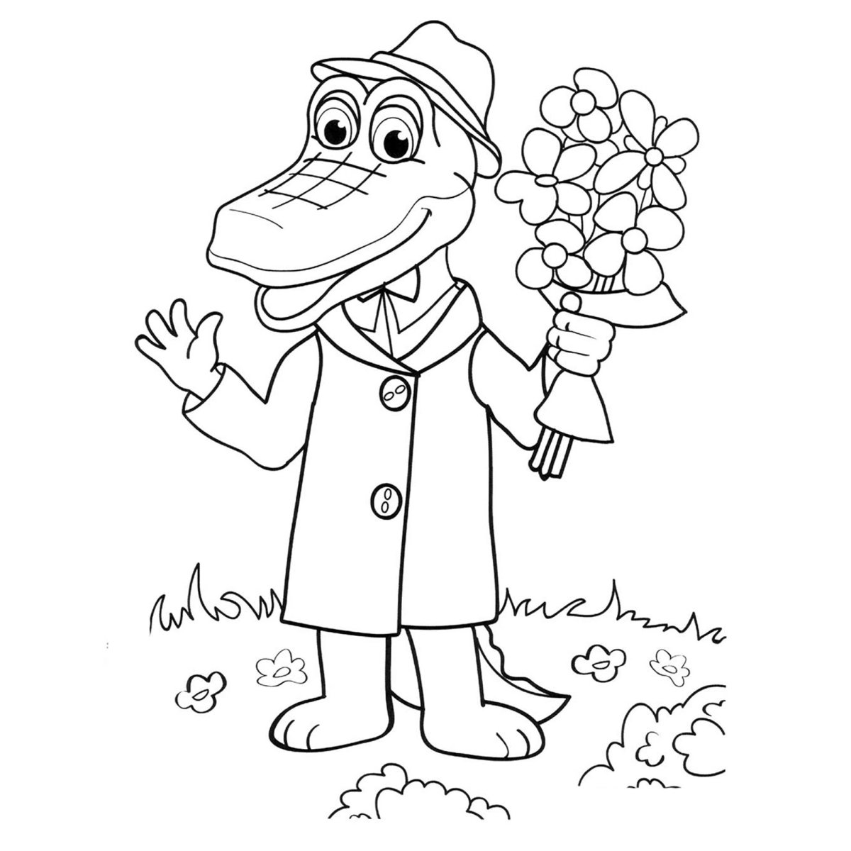 Чебурашка и крокодил Гена раскраски для детей