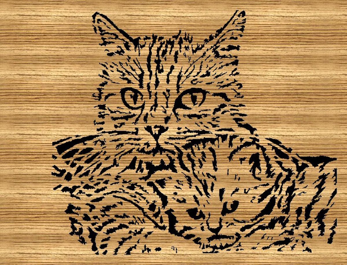 Прорезная резьба по дереву тигра