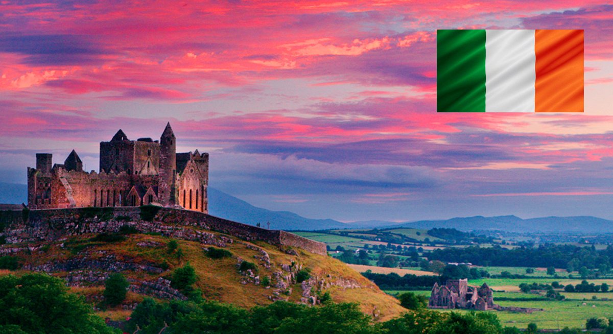Ирландия достопримечательности с флагом