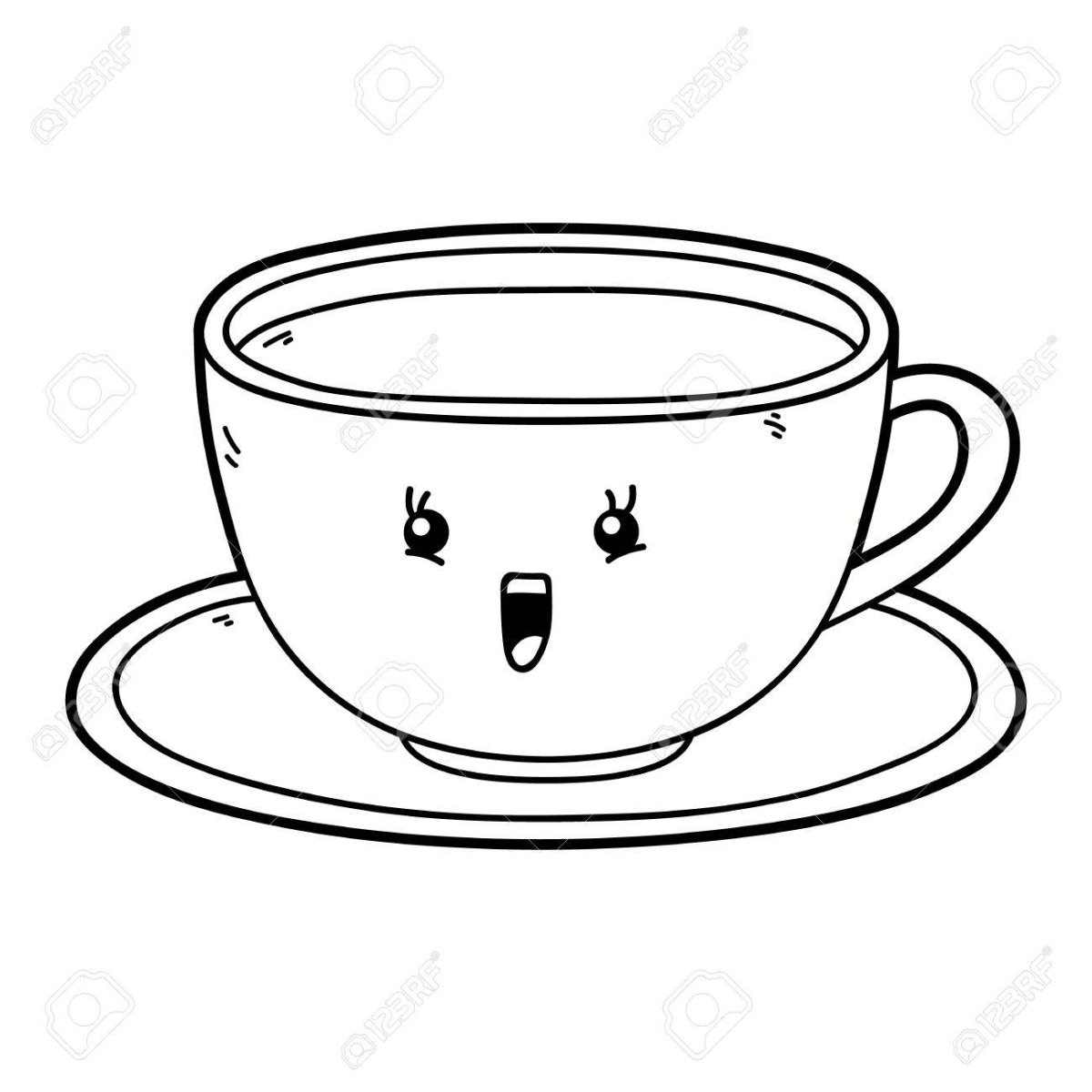 Чашка с блюдцем раскраска для детей