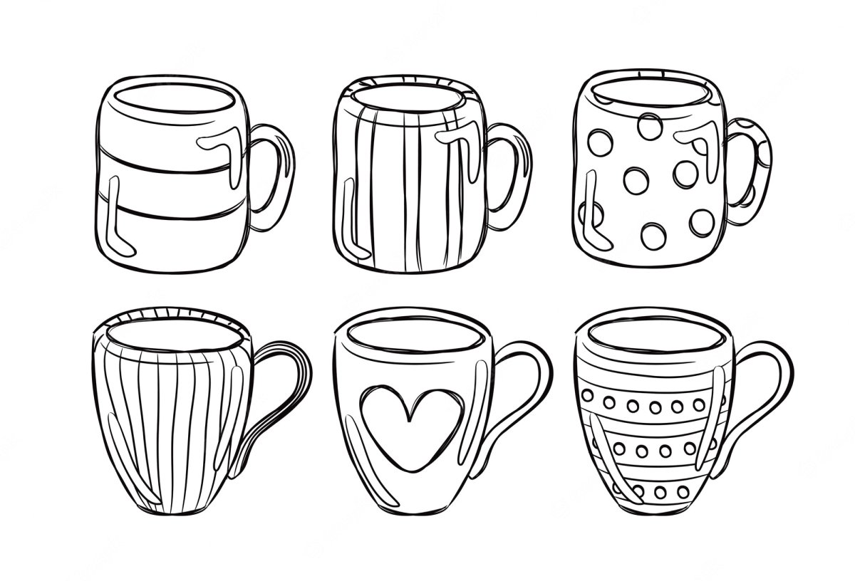 Посуда с геометрическим рисунком для раскрашивания