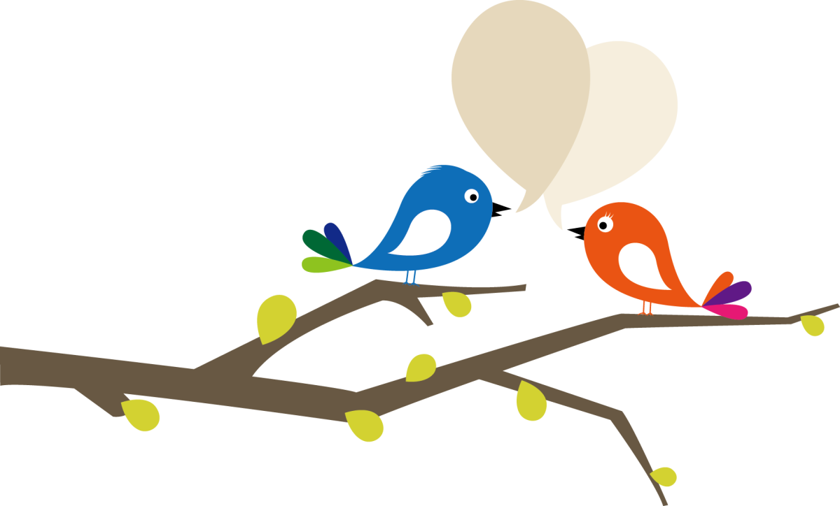 Птичка на ветке мультяшная