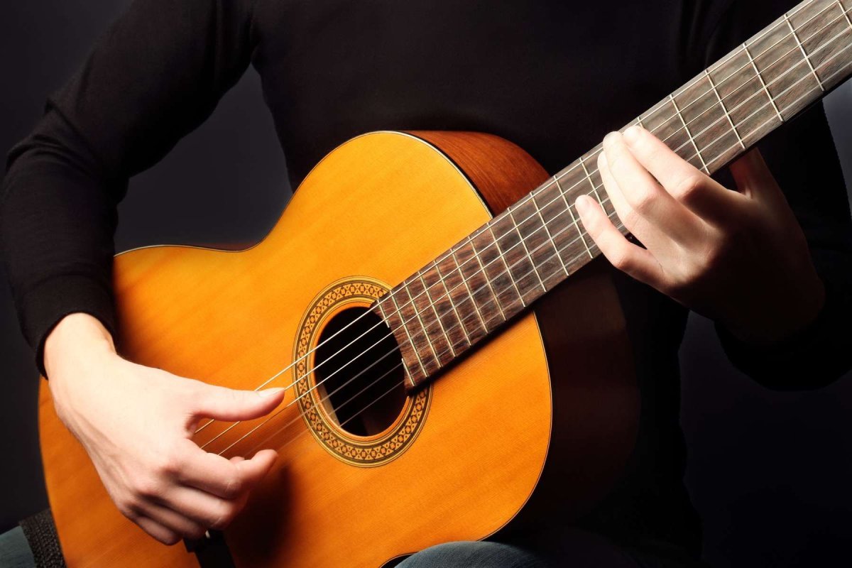 Классическая гитара в руках