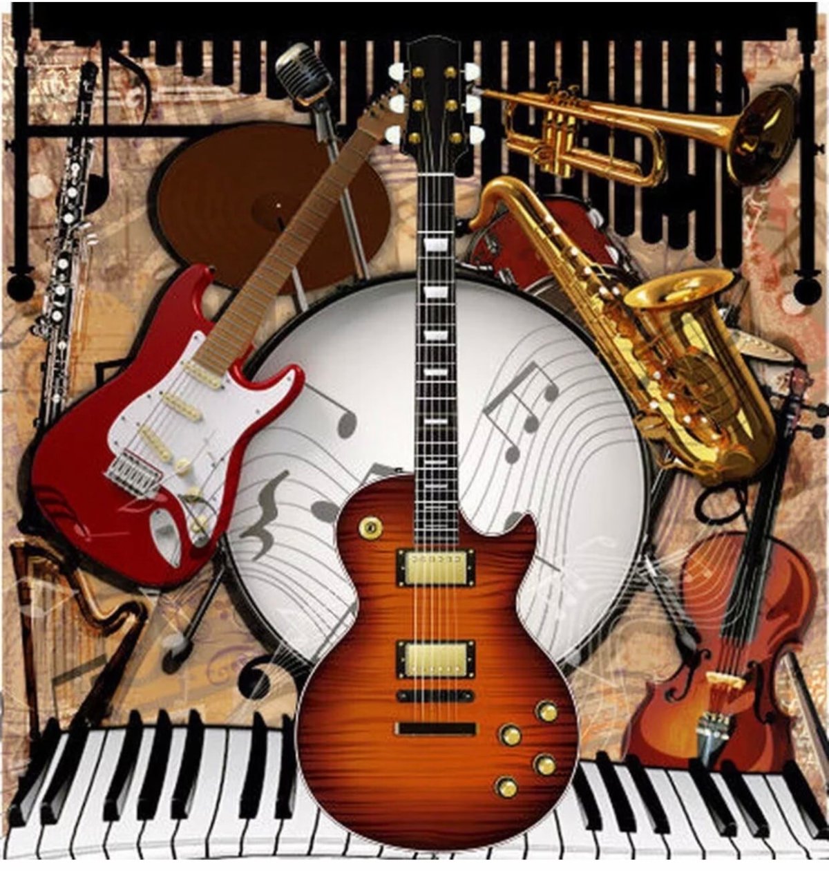Музыкальные инструменты коллаж
