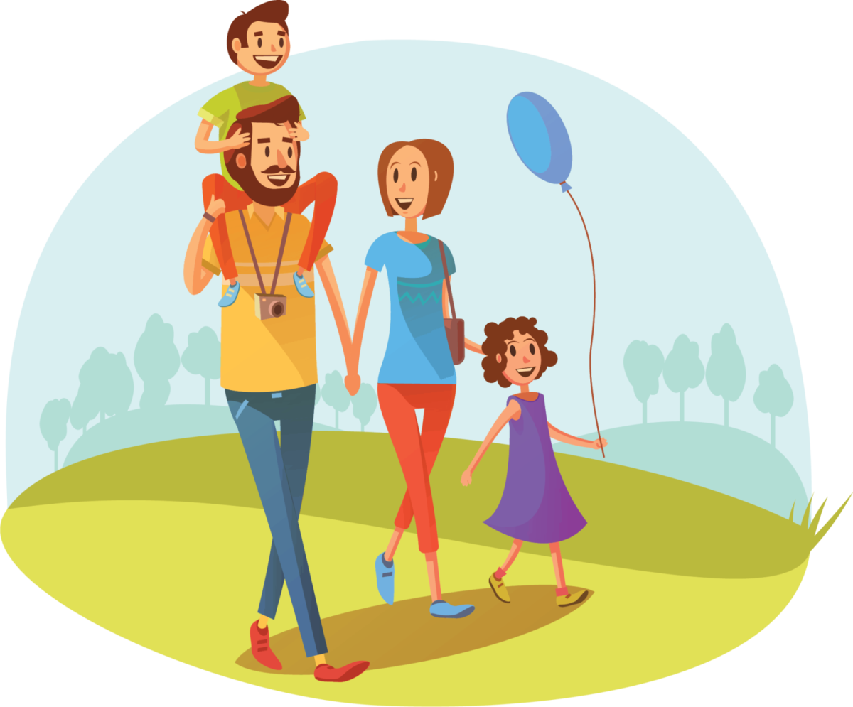 Семья на прогулке