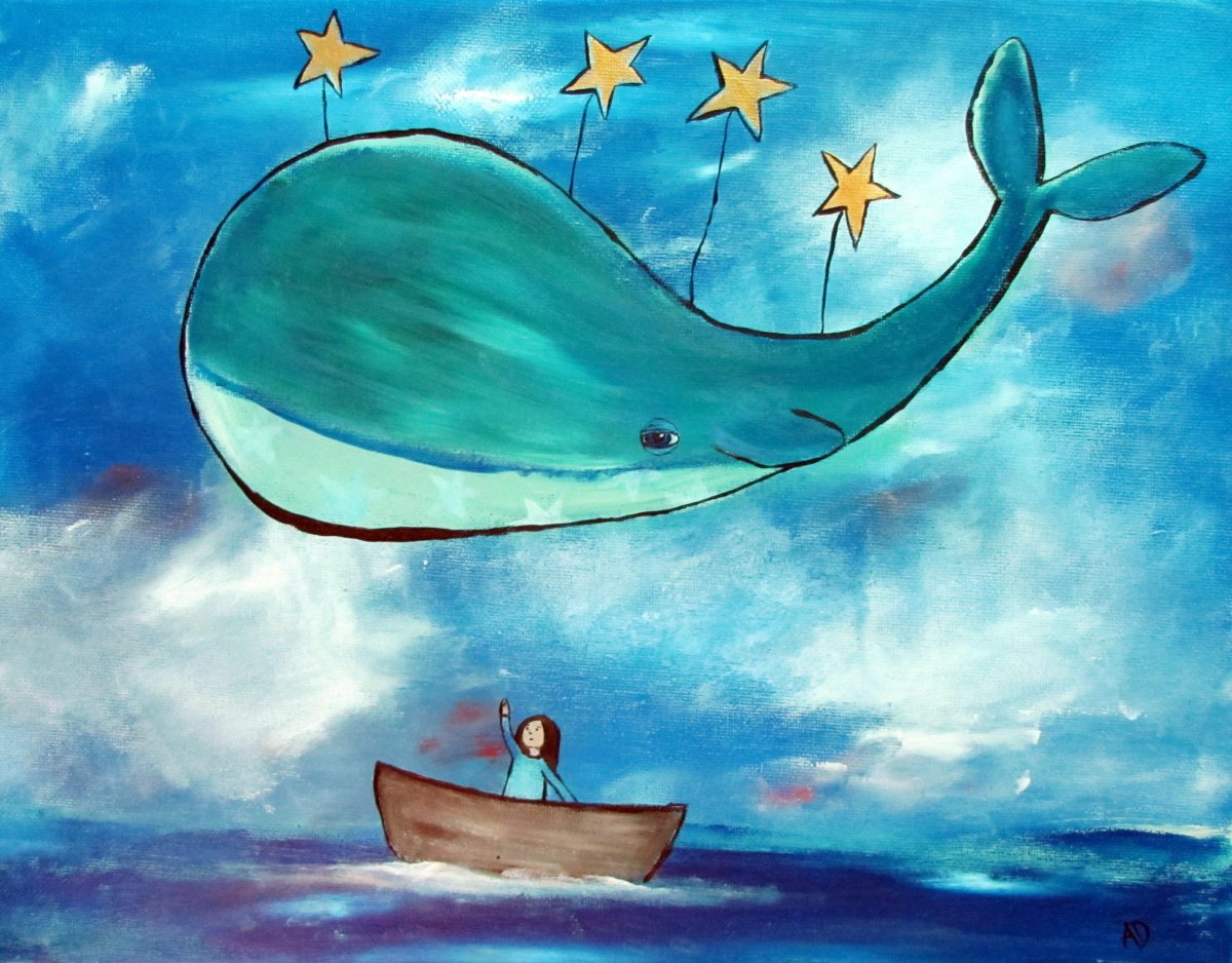 Нарисовать красивого кита