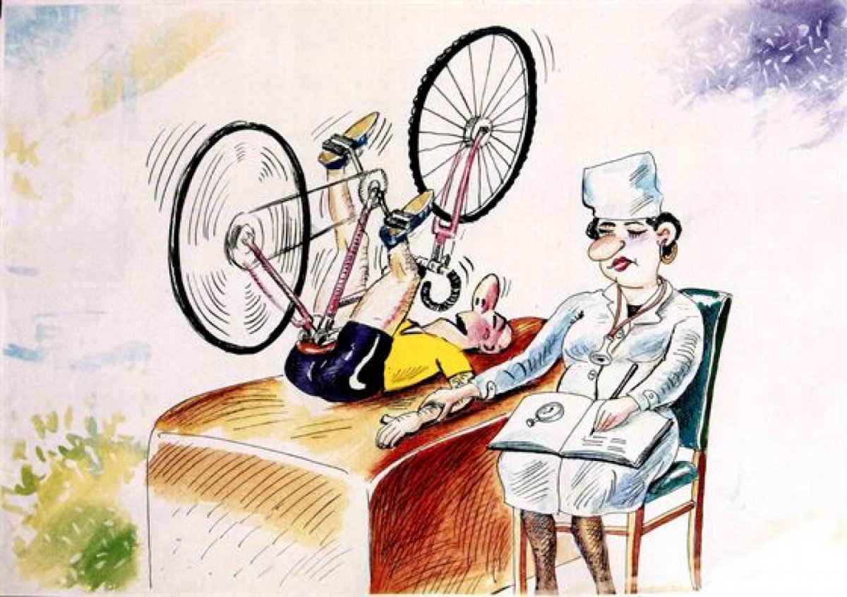 Карикатура велосипедистка