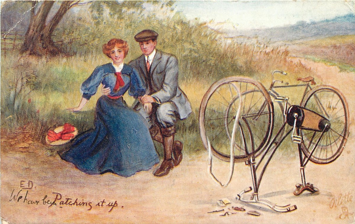 Ретро открытки велосипедисты