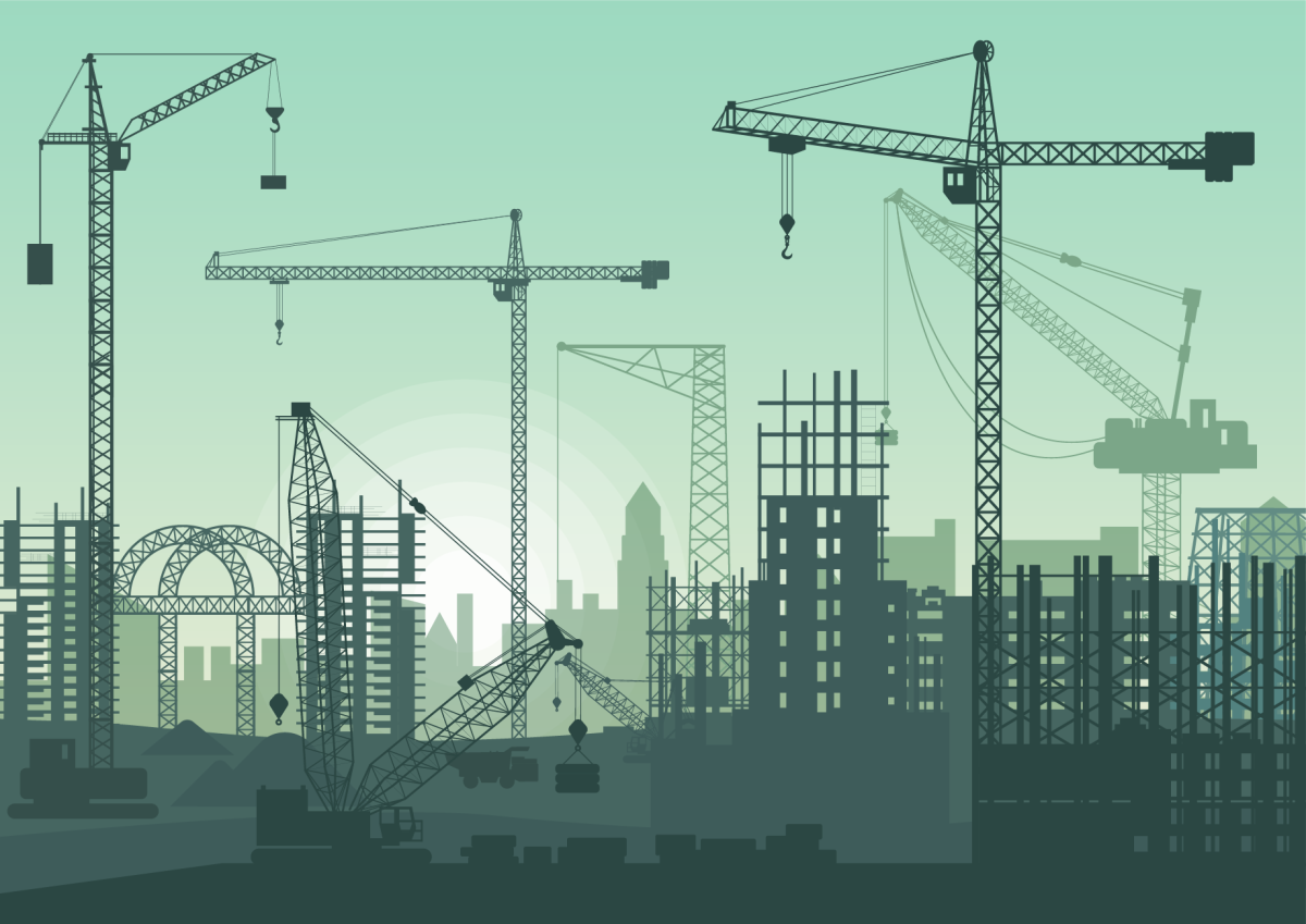 Строительная площадка кран вектор