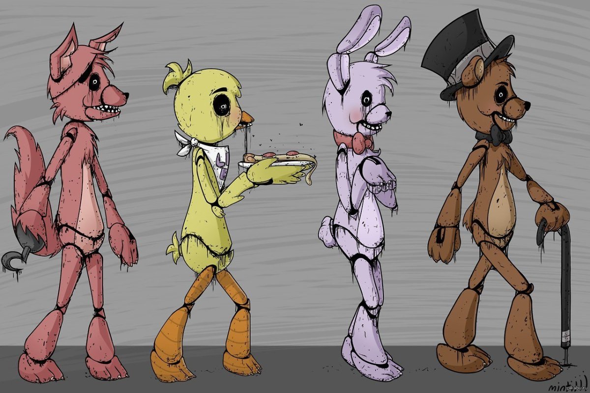 ФНАФ чика Бонни Фокси Фредди арт