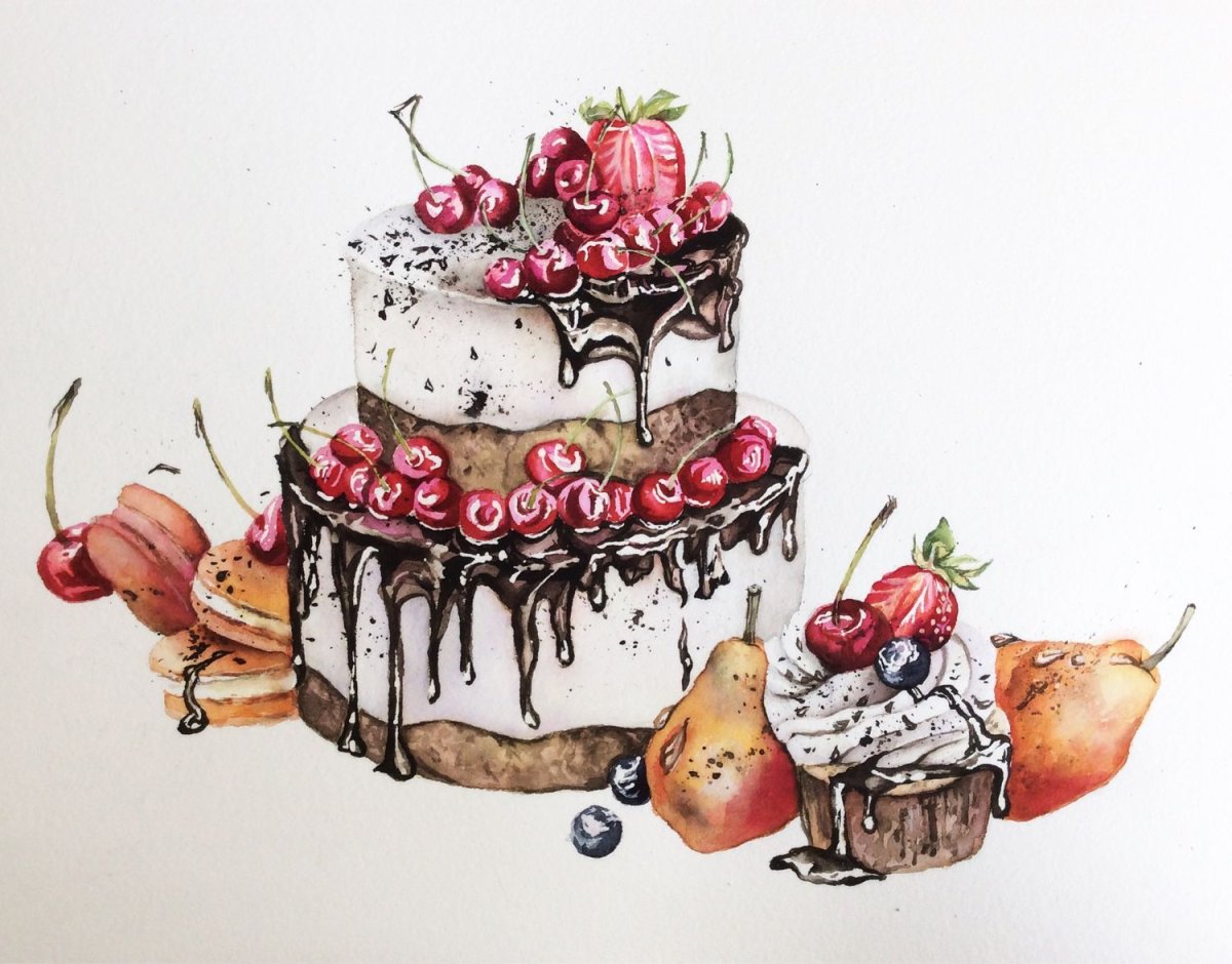 Открытка с днем рождения акварель