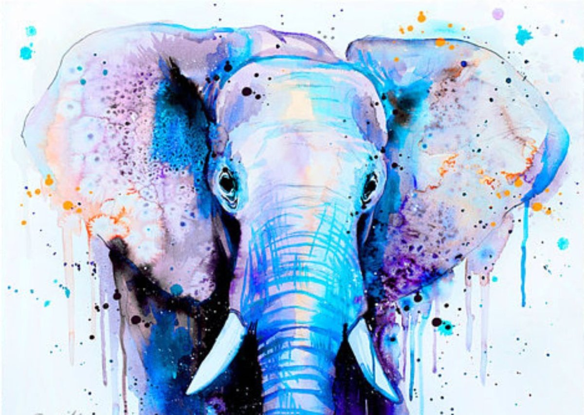 Слоненок акварель