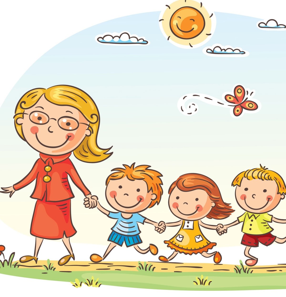 Фон дети и воспитатель