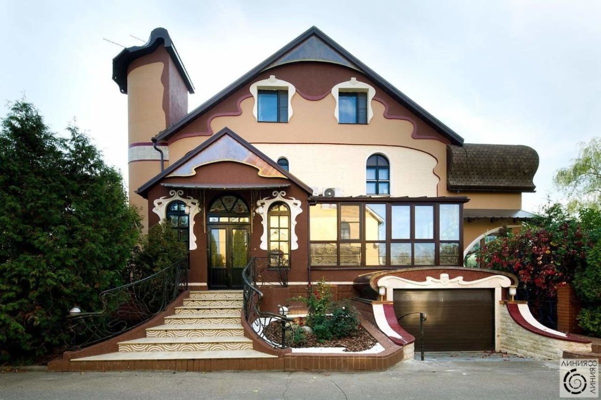 Стиль Модерн экстерьер коттедж