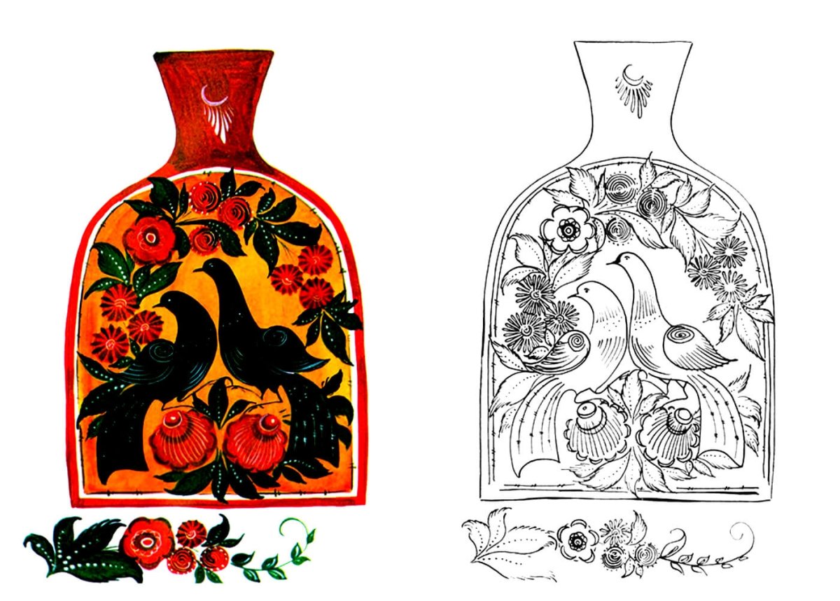 Городецкая роспись. Раскраска