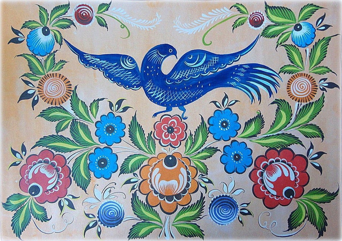 Городецкая роспись для детей поднос