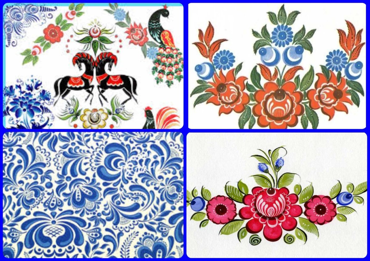 Городецкая роспись элементы росписи поэтапно для детей