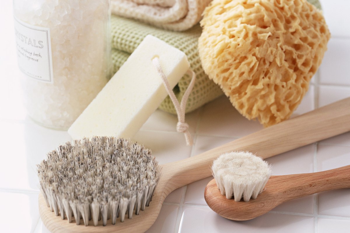 Мочалка в ванной