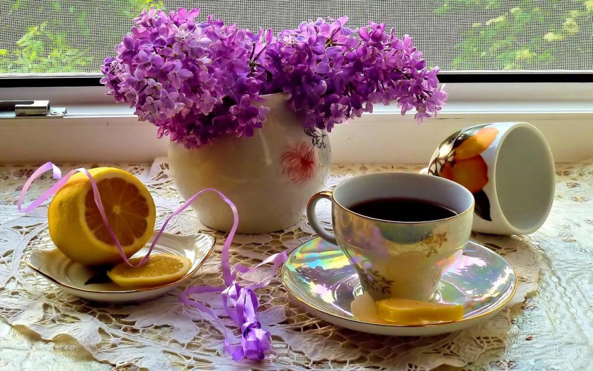 Утро чай цветы