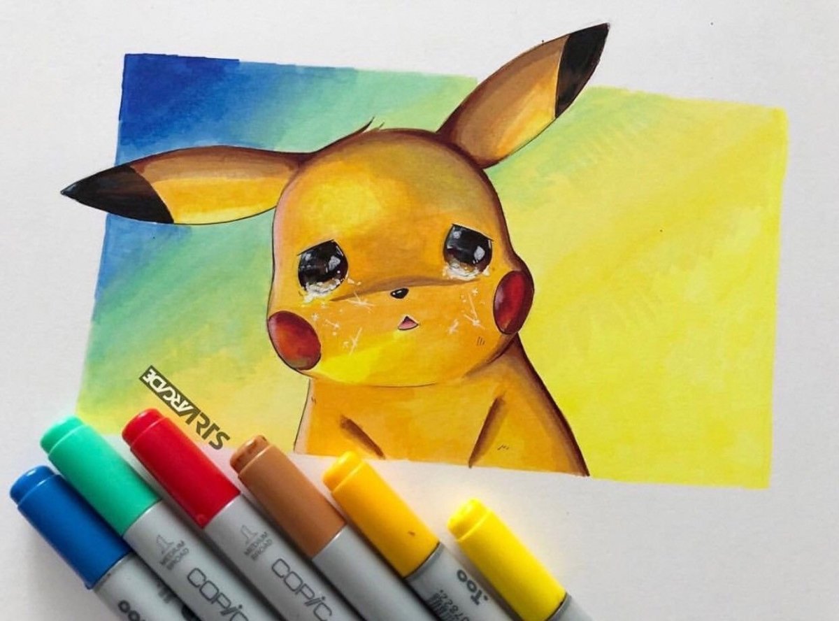 Пикачу рисунок фломастерами