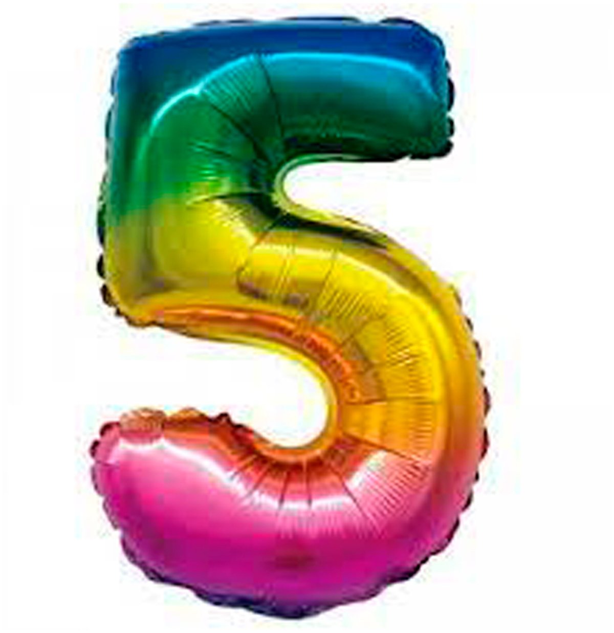 Цифра 5 Радуга фольгированная шары