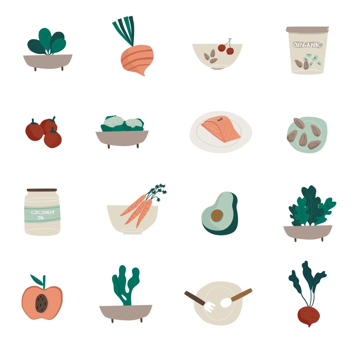 Векторные иконки еды