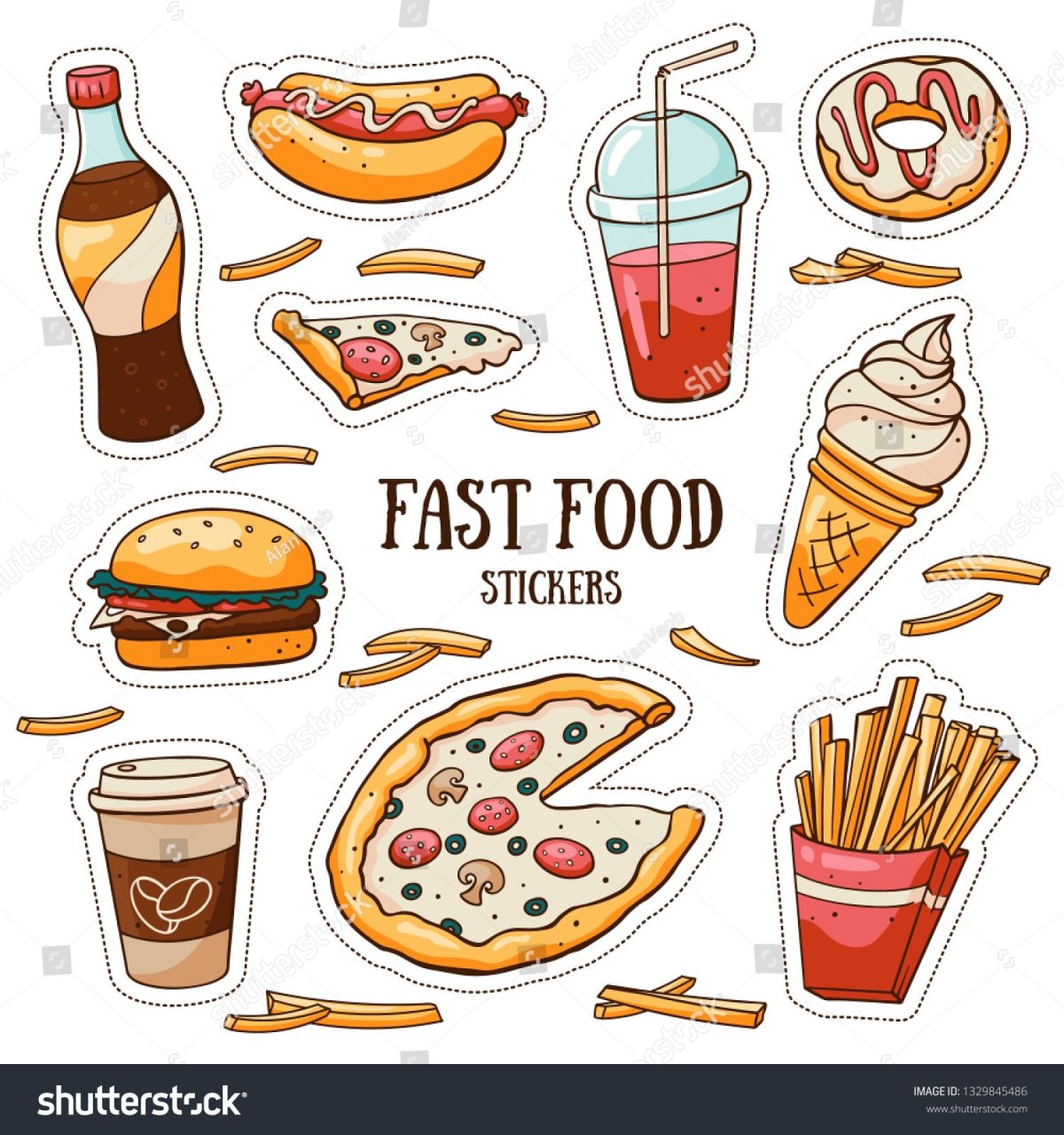 Наклейки фаст фуд