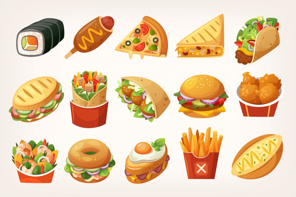 Нарисованная еда фастфуд