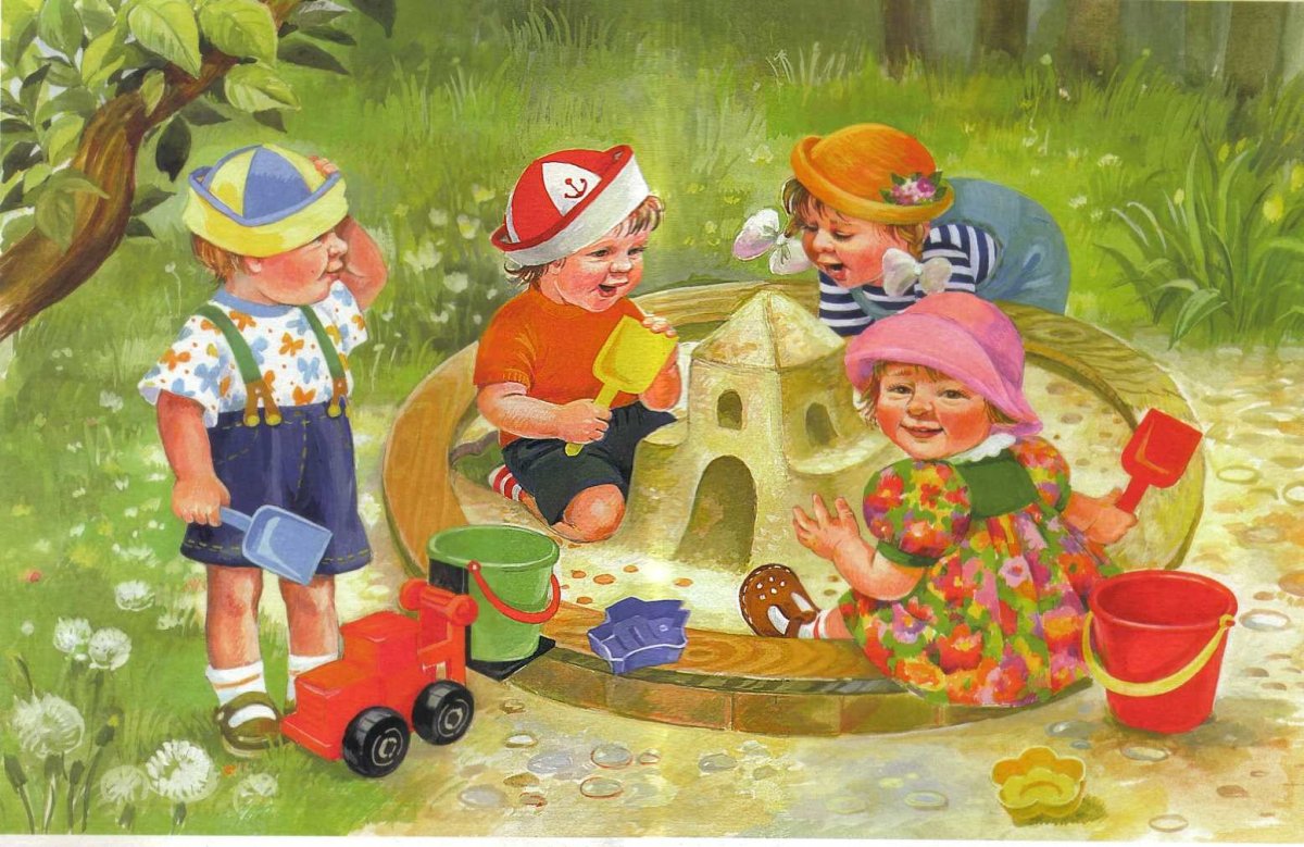 Сюжетная картина дети в песочнице