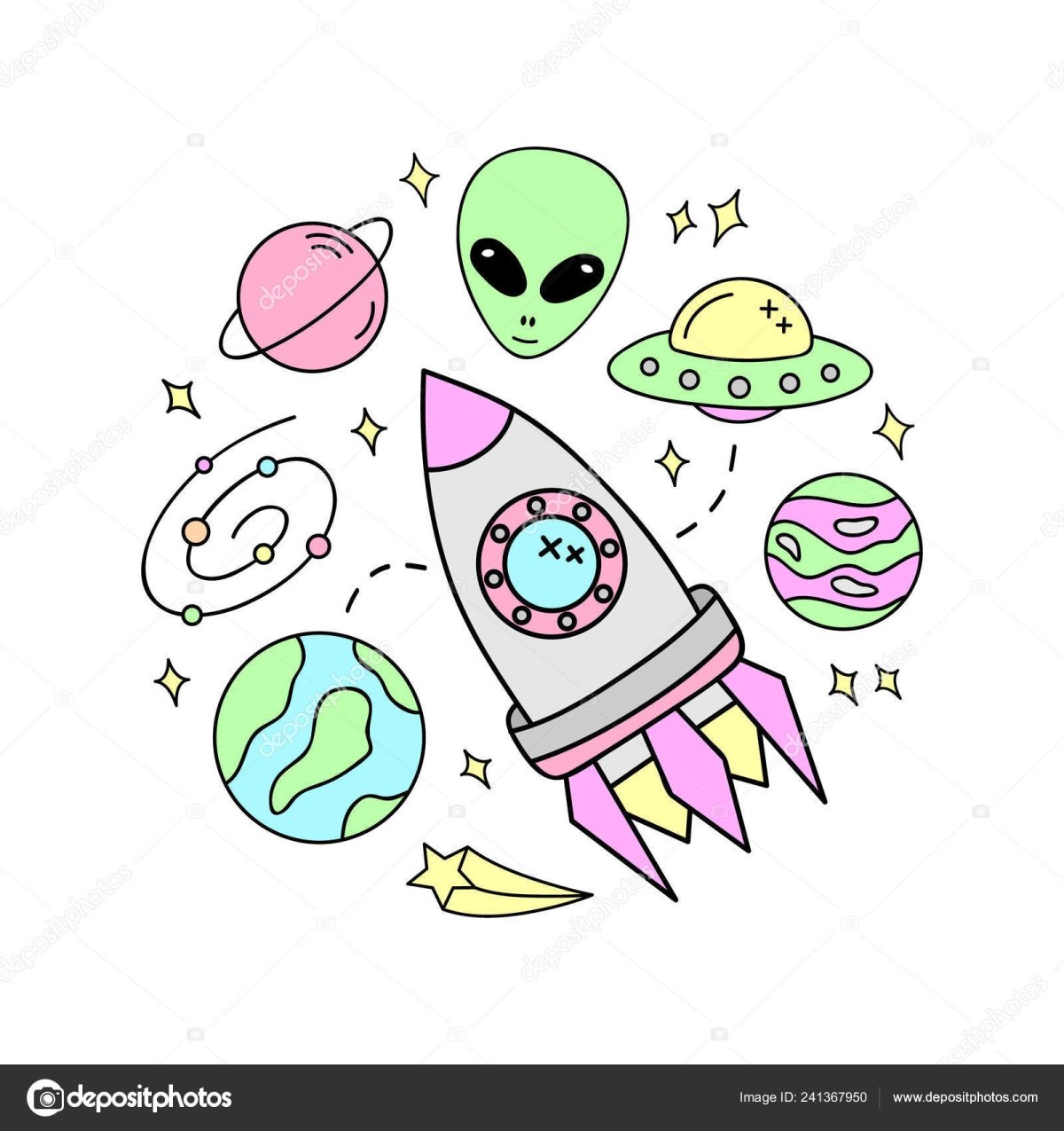 Наклейки срисовка инопланетян