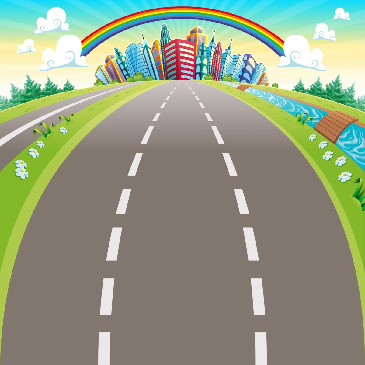 Дети на дороге клипарт