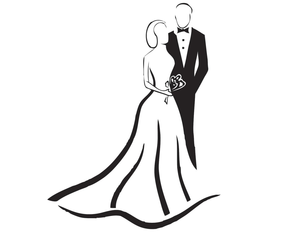 Свадебные силуэты жениха и невесты