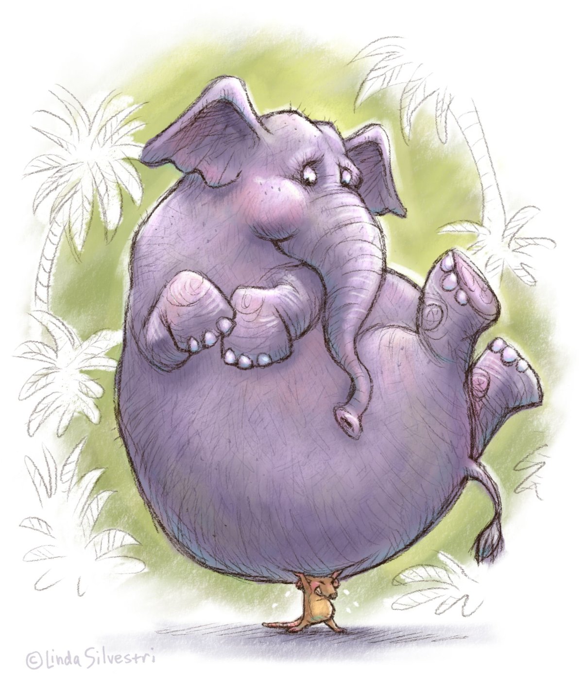 Бегемот акварелью