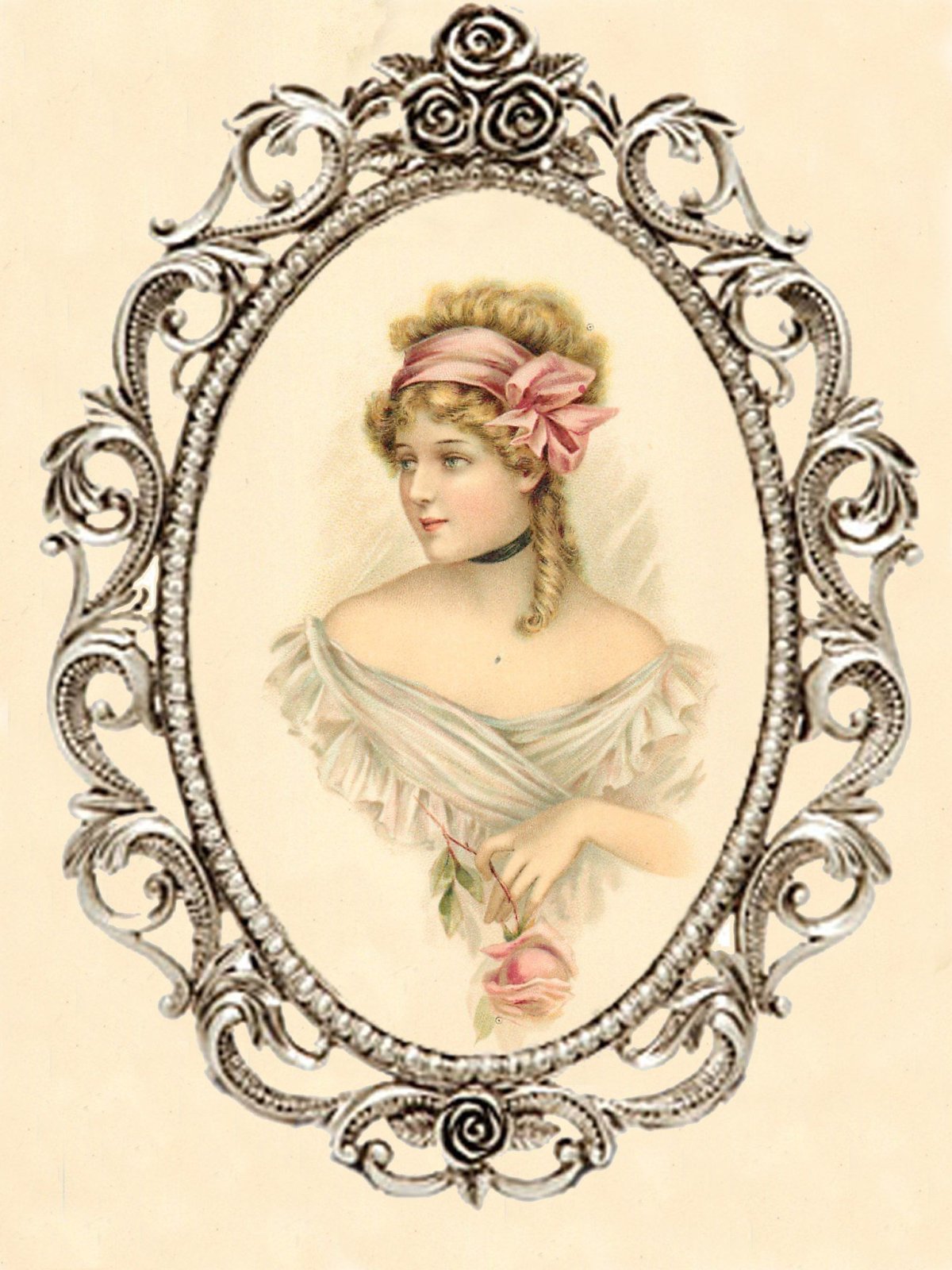 Винтажные дамы в овальной рамке