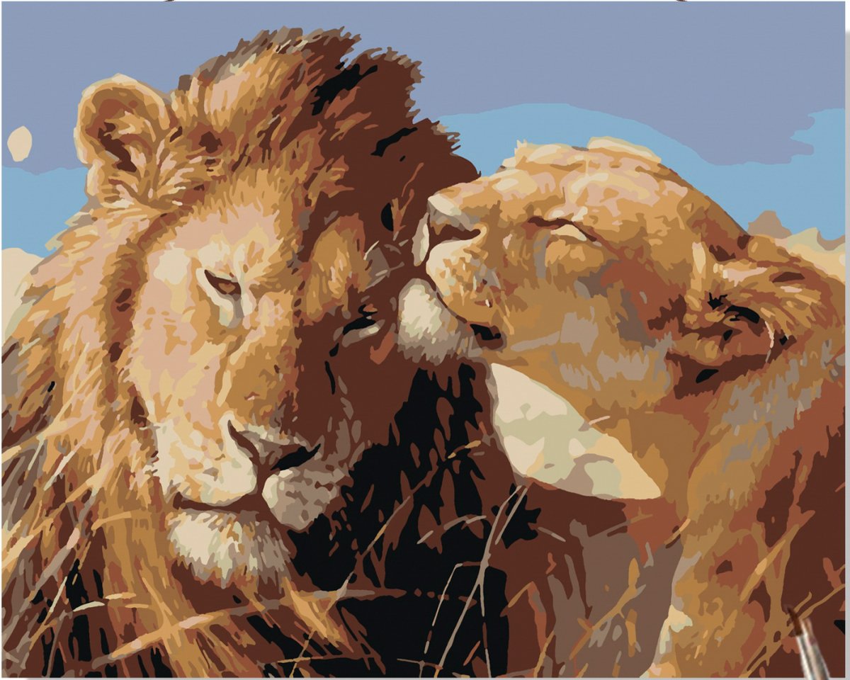 Алмазная мозаика львиная нежность