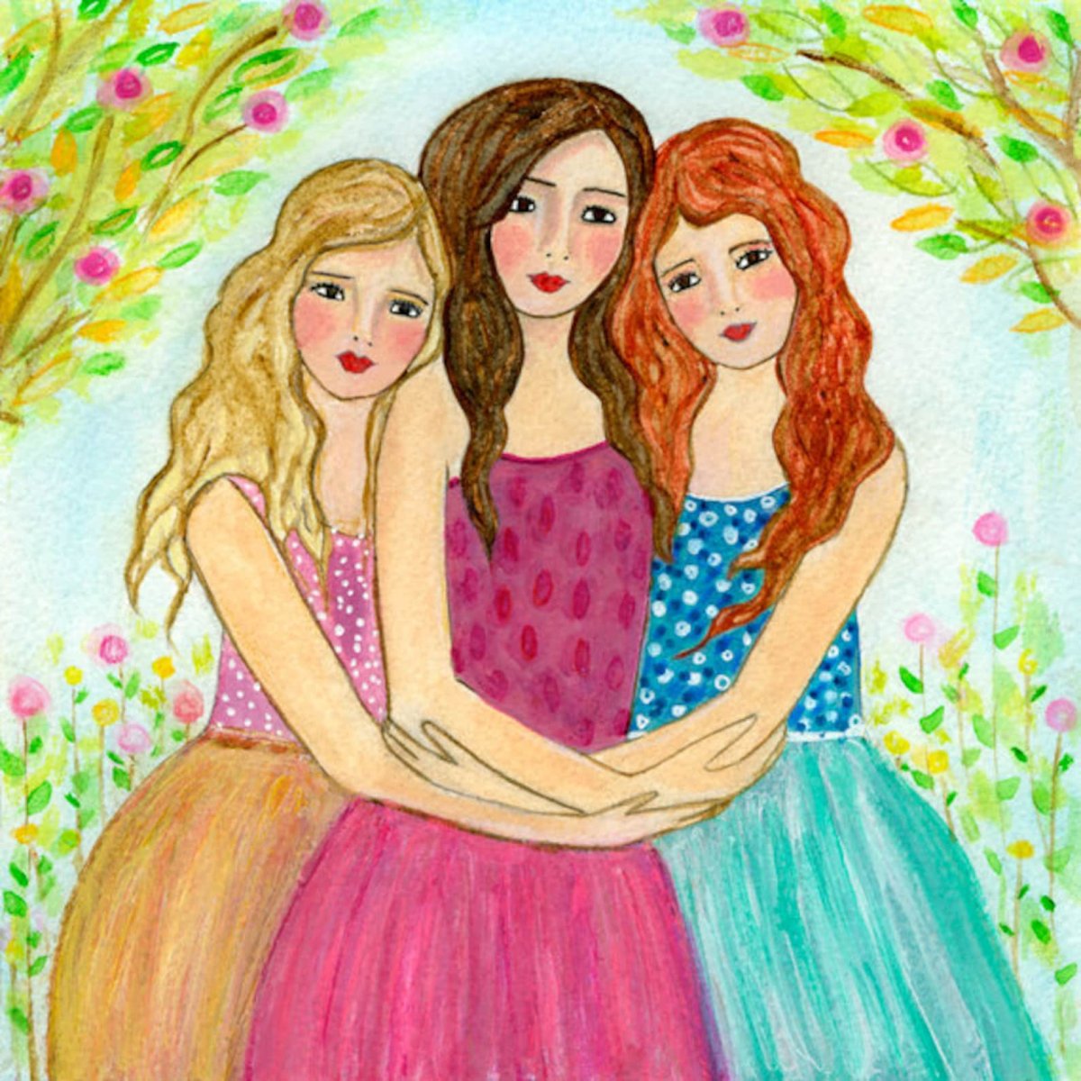 Рисунки для срисовки три подруги