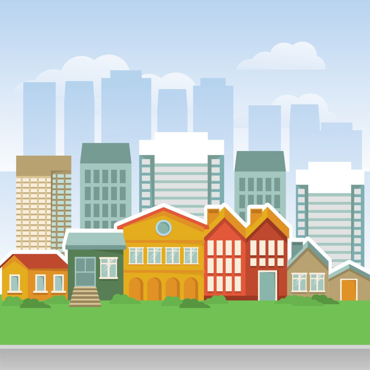 Городские дома на прозрачном фоне