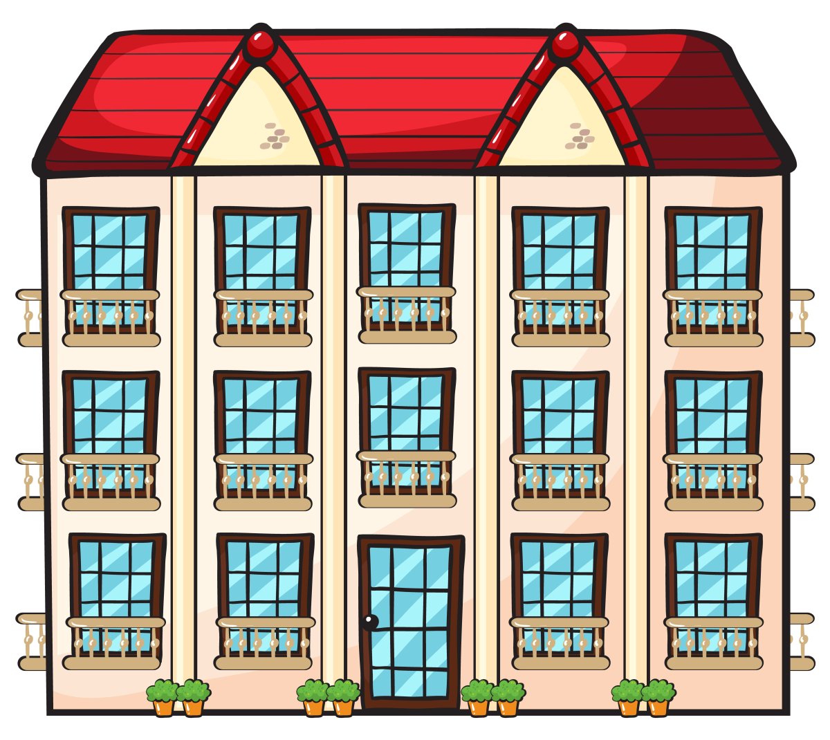 Многоэтажный домик с окошками