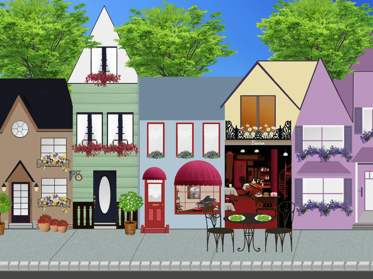 Мультяшный дом в городе