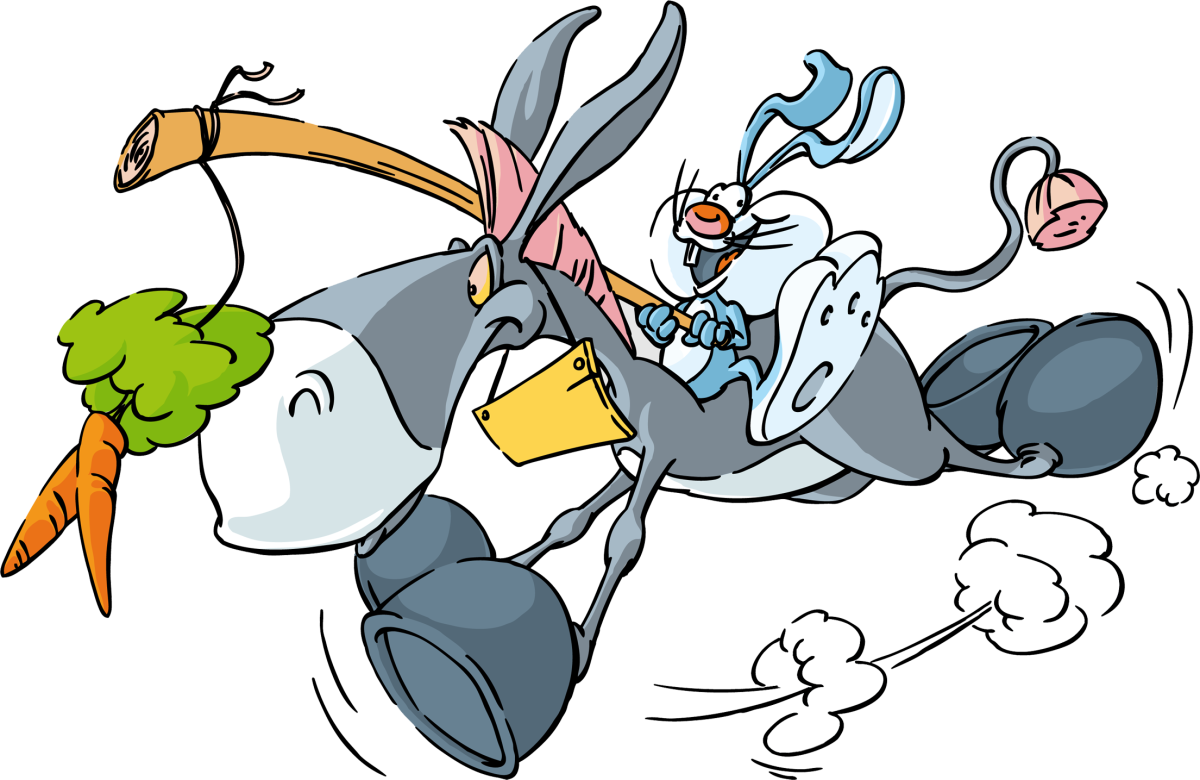 Ослик везет тележку