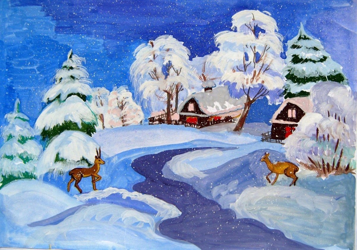 Рисование зимняя сказка