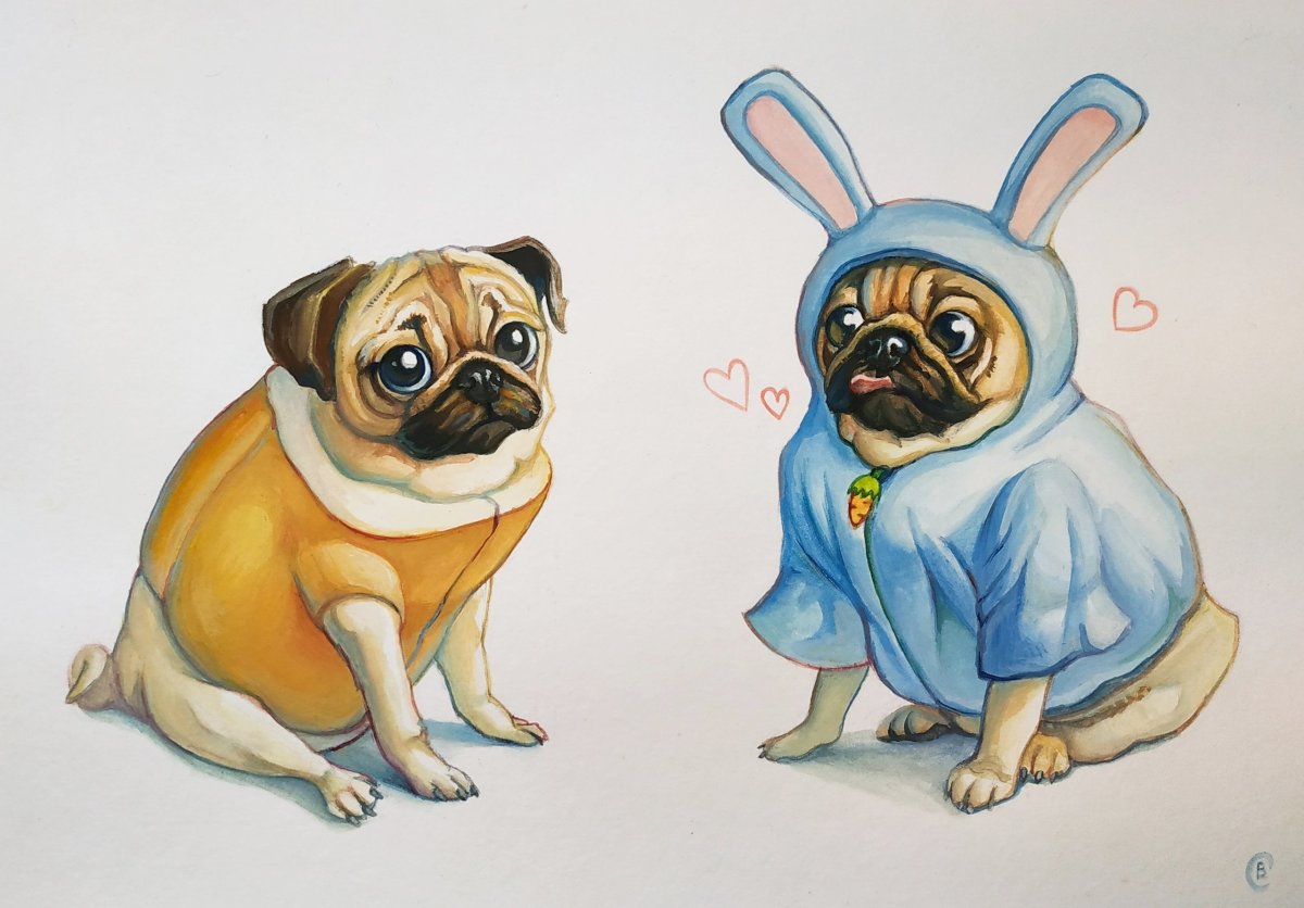 Мультяшные мопсы