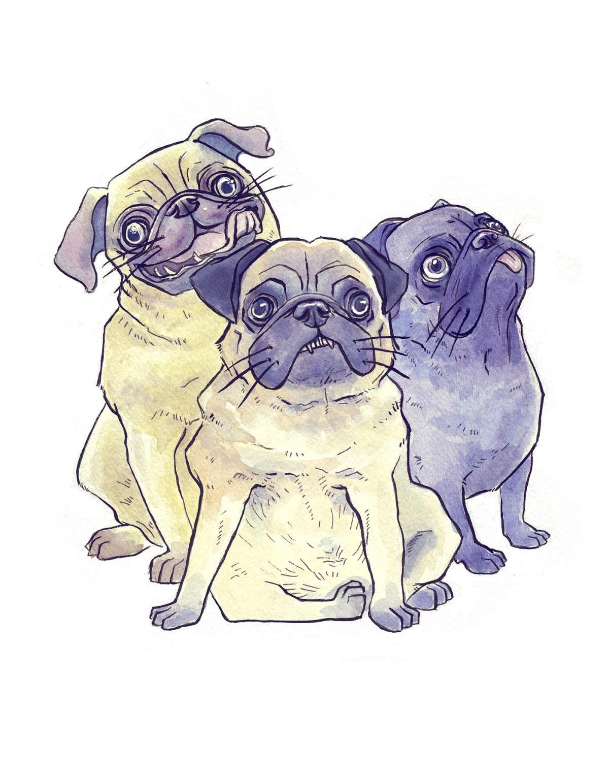 Мопсики милые мультяшные