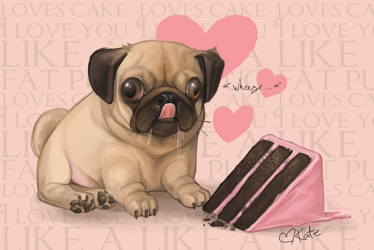 Мопс алмазная мозаика 30x40