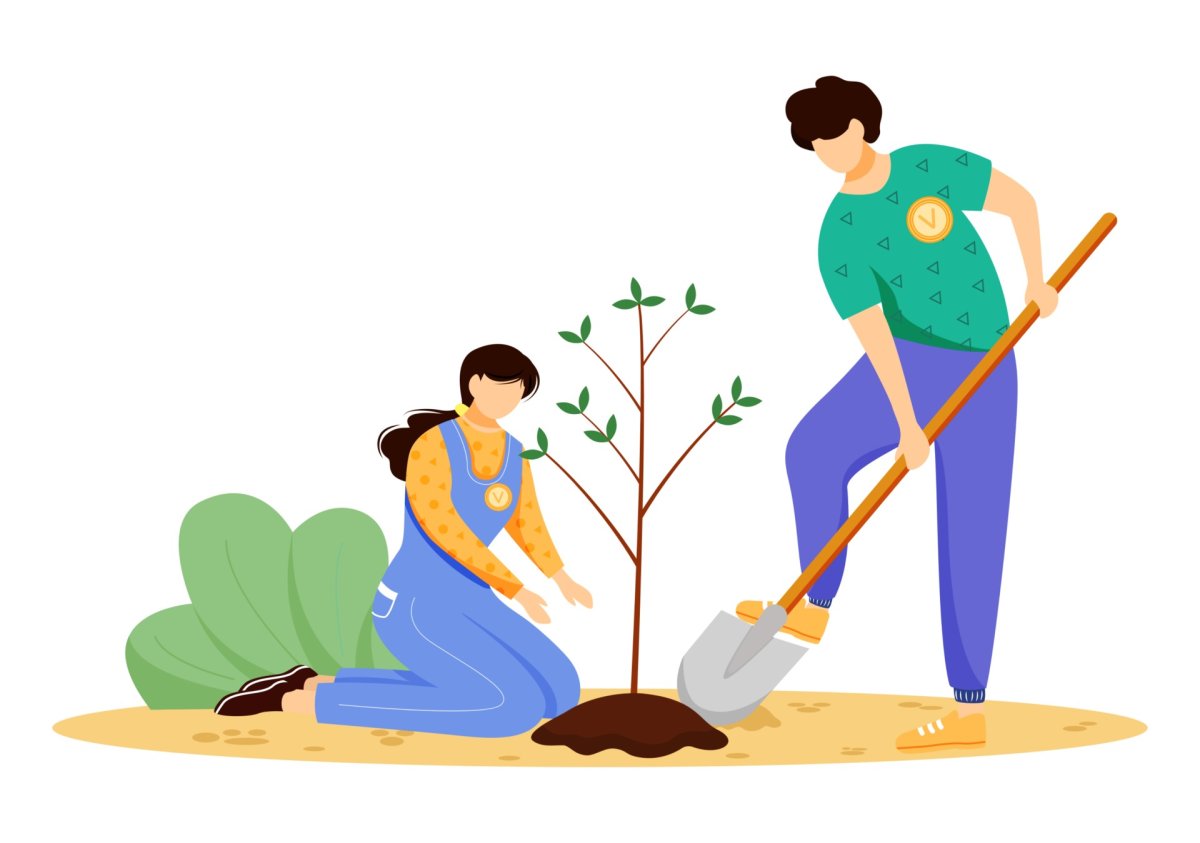 Высадка деревьев вектор